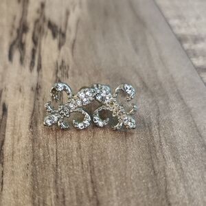 Elegant Silver and Gold Rhinestone Ring